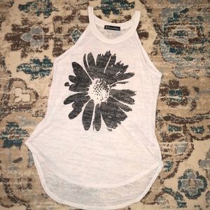 Black and white tank top with flower design